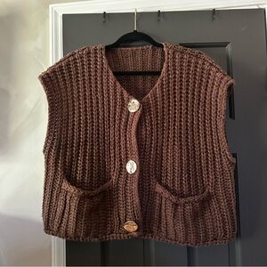 Chunky Brown Knit Sweater Vest